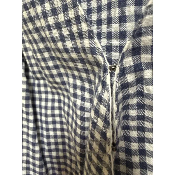 Abercrombie & Fitch Navy White Gingham Tie Front Cutout Romper XS Cotton - Image 8