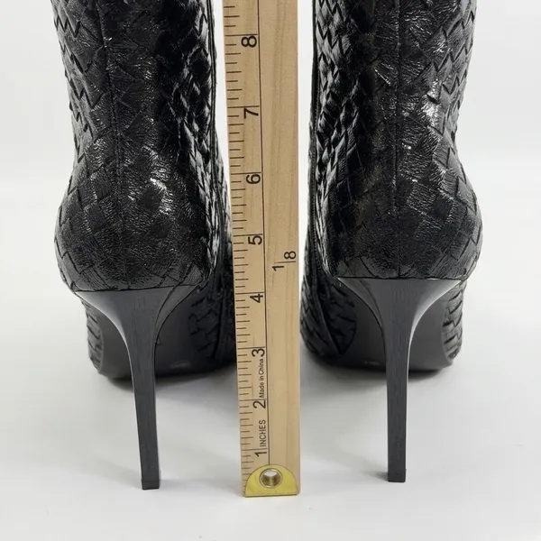 INC International Concepts Size-9.5M Black Woven High Stiletto Boots Pointed Toe - Image 5