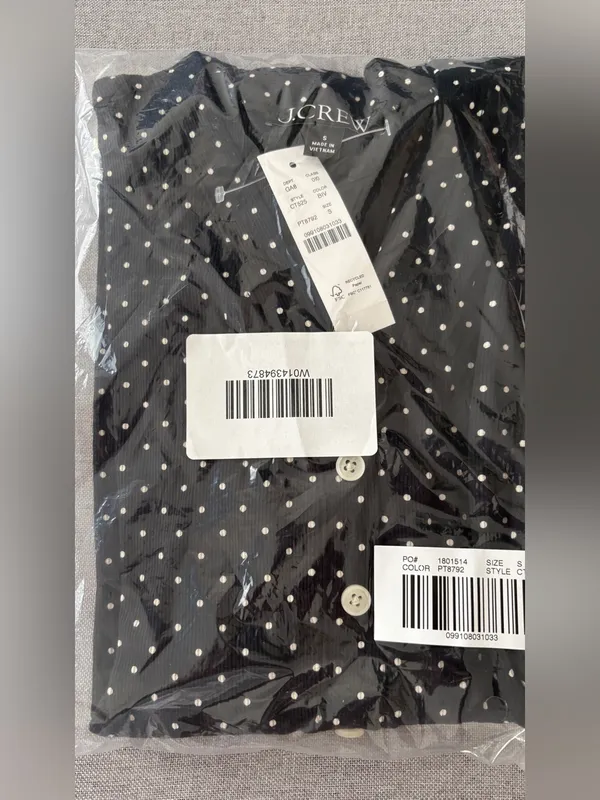 J.Crew Lightweight rib high V-neck cardigan top in dot print - Image 4