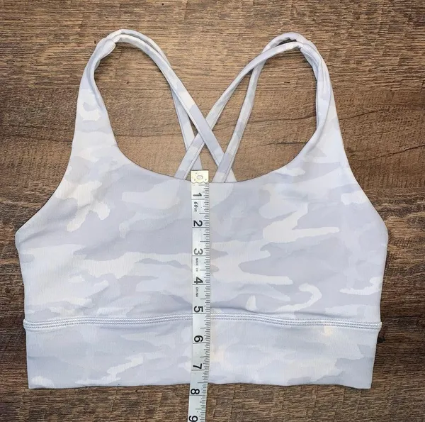 Lululemon Energy Longline Grey Camouflage Sports Bra Size 6 - Image 8