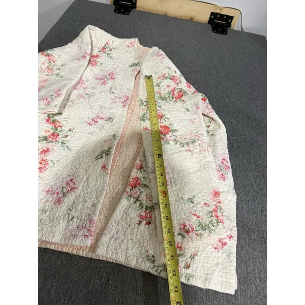 Handmade women's Floral Quilted Duster Sweater Sz XS/S Cottage Core Grandma Chic - Image 6
