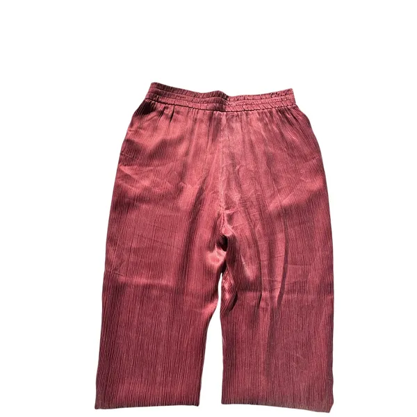 Soft Surroundings Dark Rose Cupro Crinkle Wide Leg Pull on Pants M - Image 8