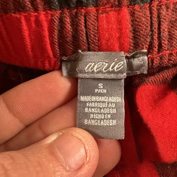 Aerie Women’s Small Red Black Buffalo Plaid Pajama Lounge Jogger Pants - Image 9