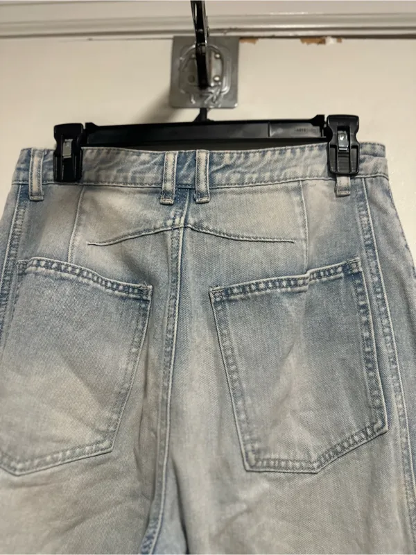 Light Wash Distressed Wide Leg Barrel Jeans Sz:M Indie Hipster Punk Grunge Y2K. - Image 12