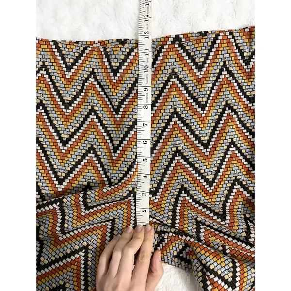 Industry Orange Chevron Print Knit Retro 70s Pull On Flare Boho Pants M - Image 6