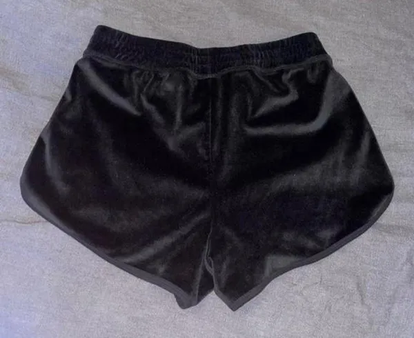Hollister Goth Black Velvet Shorts - Image 3