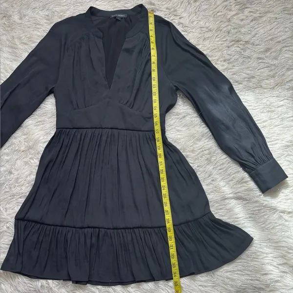 Banana Republic Black Women’s Ruffle Tiered Long Sleeve Mini Dress Size S/P - Image 6