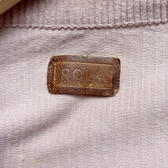 POL Jacket Sz Large Pink Corduroy Fair Isle Sweater Knit Sleeve Boho Trucker - Image 5