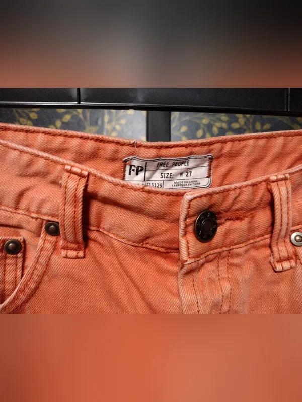 Free People Coral Pink Denim Cutoff Shorts - Image 2