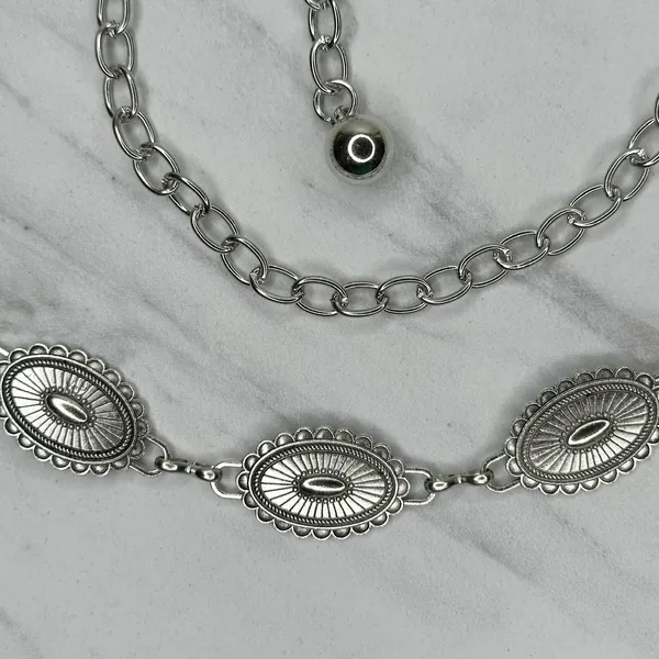 Western Concho Silver Chain Belt One Size (OS) ✨ - Image 7