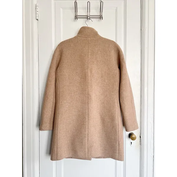 J Crew • Stadium Cloth Cocoon coat tan wool Nello Gori Heather Sandstone zip - Image 12
