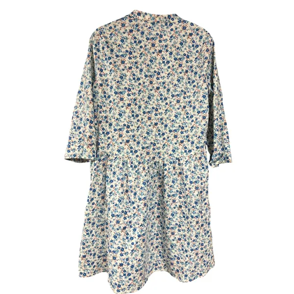Tuckernuck Calico Ditsy Floral Royal Shirt Dress Blue White Size Small - Image 5