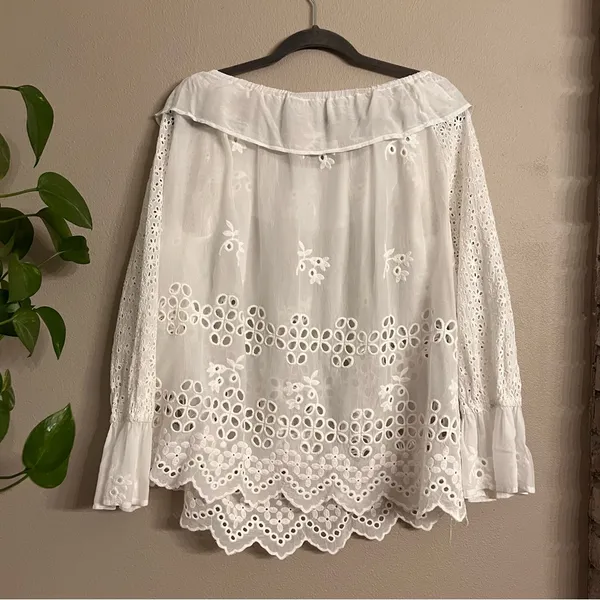 JOHNNY WAS Lilith Off Shoulder Eyelet‎ Blouse - Image 3