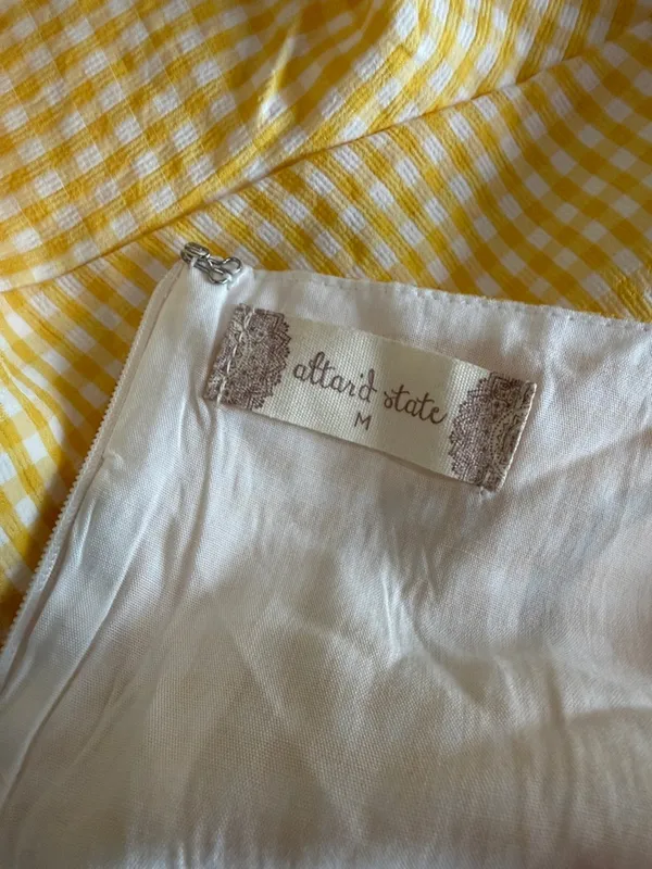 Altard State Yellow Gingham Ruffle Mini Sundress Size M New - Image 4