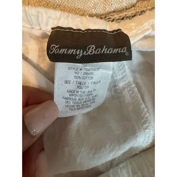 Tommy Bahama Womens White Cotton Jacquard Wide Leg Drawstring Pants XS - Image 6