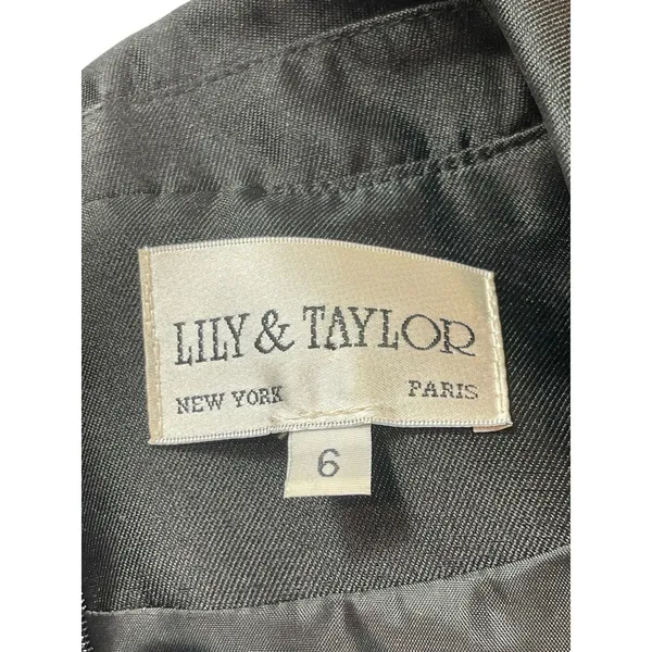 Lily & Taylor Black Lace Formal Dress Women’s 6 Satin Shawl Collar Midi Evening - Image 6
