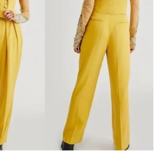Free People‎ Gabbie Trousers Pants Slacks Mustard Yellow Size 8 - Image 4