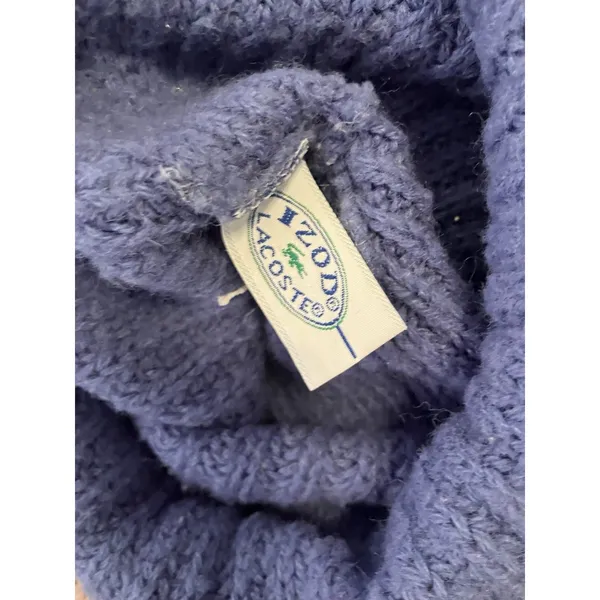 Vintage IZOD Lacoste Knit Scarf Hat Combo 100% Orlon Blue 80s Made USA - Image 8