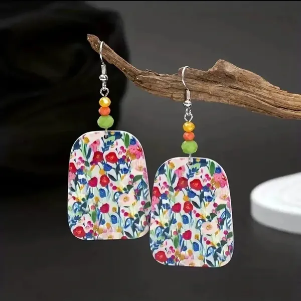 Handmade Colorful dangle‎ earrings - Image 2