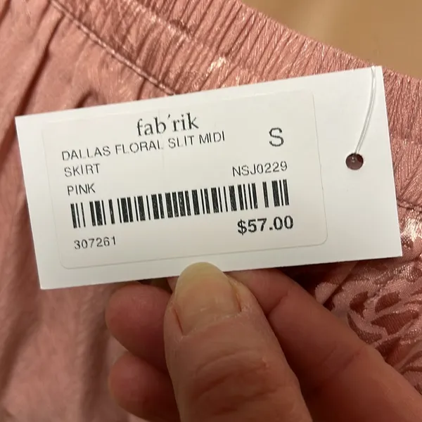 NWT fab’rik Pink Dallas Floral Slit Midi Skirt size S - Image 3