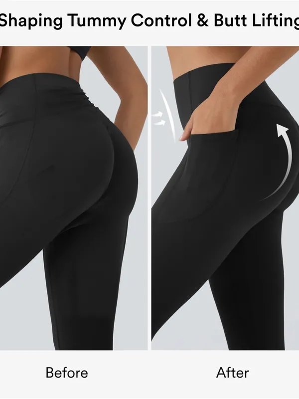Halara OneForm Seamless High Waisted Tummy Control Lifting Leggings Black L 7/8 - Image 2