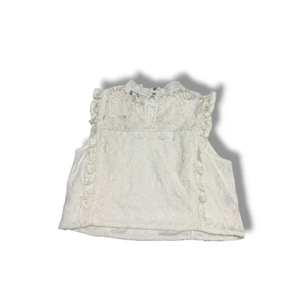 She + Sky Womens Medium White Floral Lace Mock Neck‎ Sleeveless Crop Top NEW - Image 3