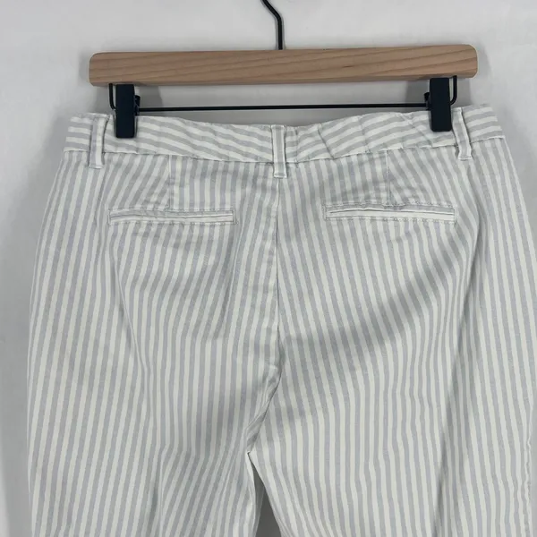 Gap Slim City Cropped‎ Pants Womens 8 White Blue Striped Cotton Tapered Leg - Image 6