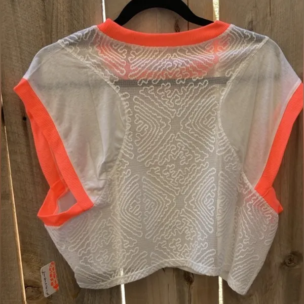 NWT Free People Movement Good Sport Tee White with Neon trim MSRP $68 - Image 8