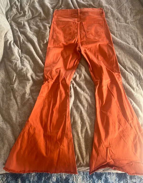 Sneak Peak Orange Flare Jeans - Image 3