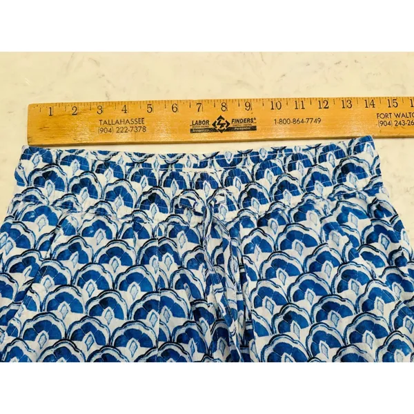 Sigrid Olsen Women Scallop Print 100% Linen Drawstring Barrel Pants Sz S Coastal - Image 4