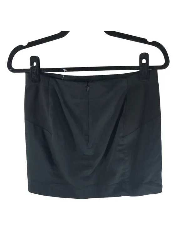 BCBG Max Azria Black Mini Skirt XS Cotton Blend Back Zip - Image 2
