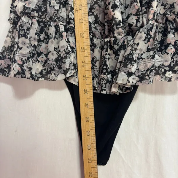 Express Floral Print Chiffon‎ Sleeveless Wrap Top Bodysuit Sz M Coquette Y2K - Image 7