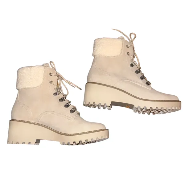 DV by Dolce Vita Russit Sherpa trim laced wedge ankle boots - Image 4