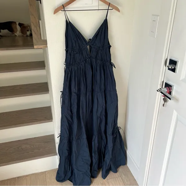 Jonathan Simkhai April Parachute Maxi Dress in Navy Blue - Image 4