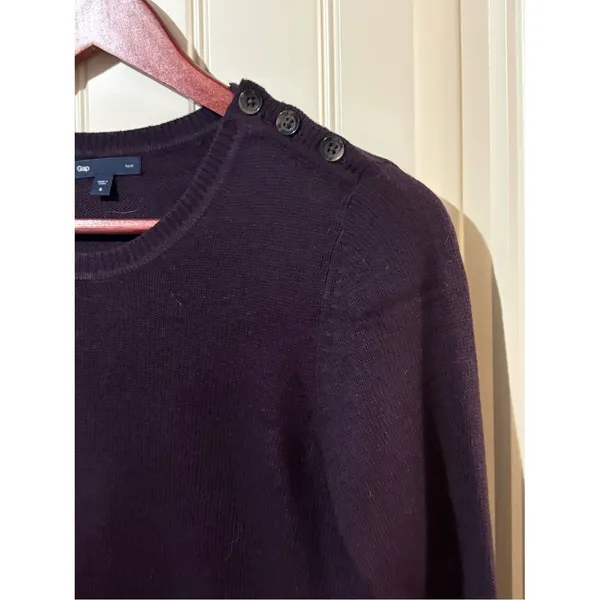 Gap Luxe Purple Crewneck Sweater w/ Button Detail - Image 4