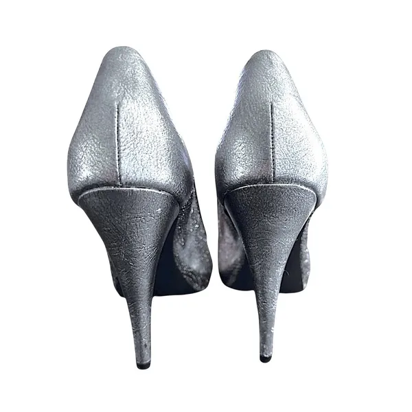 Style & Co Peep Toe Pumps Womens 9.5‎ Silver Glitter Mesh Stiletto Heels - Image 5