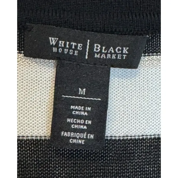 White House Black Market Women's Sweater‎ Snap Button Sparkle Striped Sz. Medium - Image 5