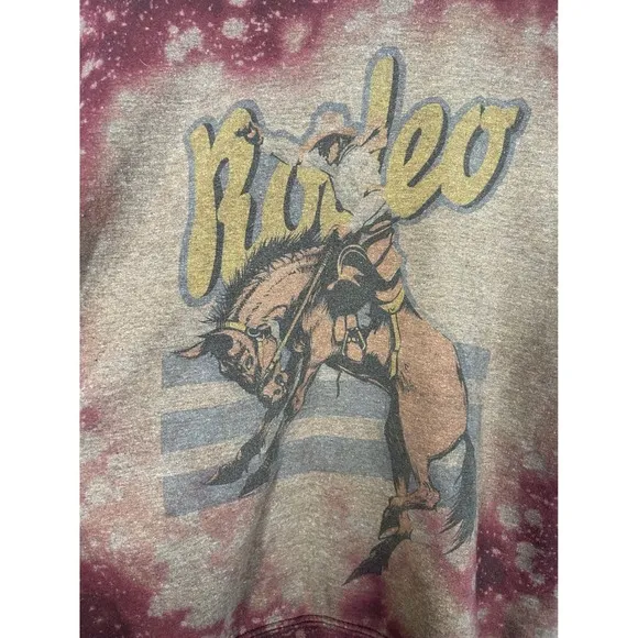 Gina Girls in Action Women Small Rodeo Faded Tie-Dye Red Sweatshirt‎ Casual Boho - Image 4