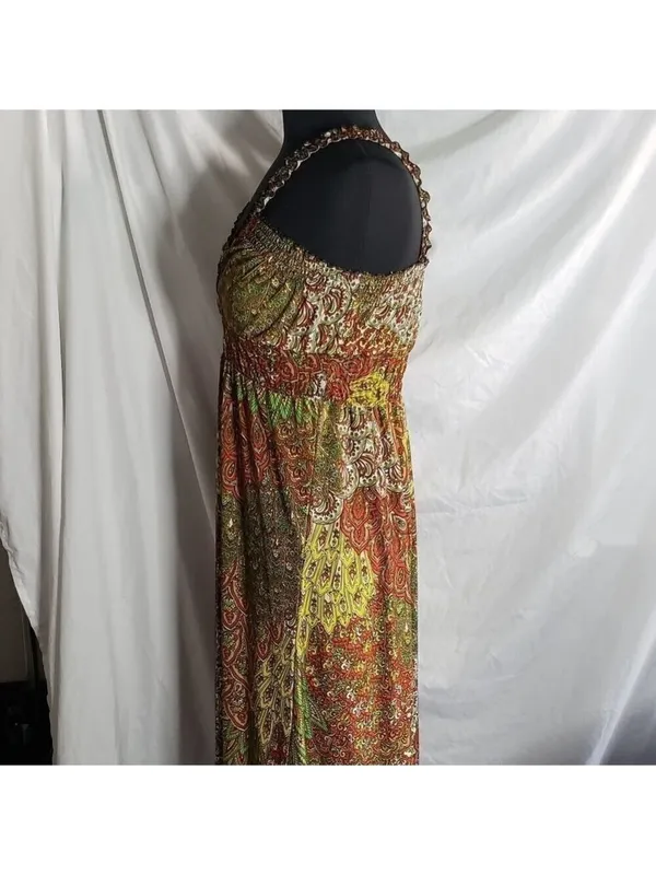 Paisley Print Halter Maxi Dress Size Small - Image 4