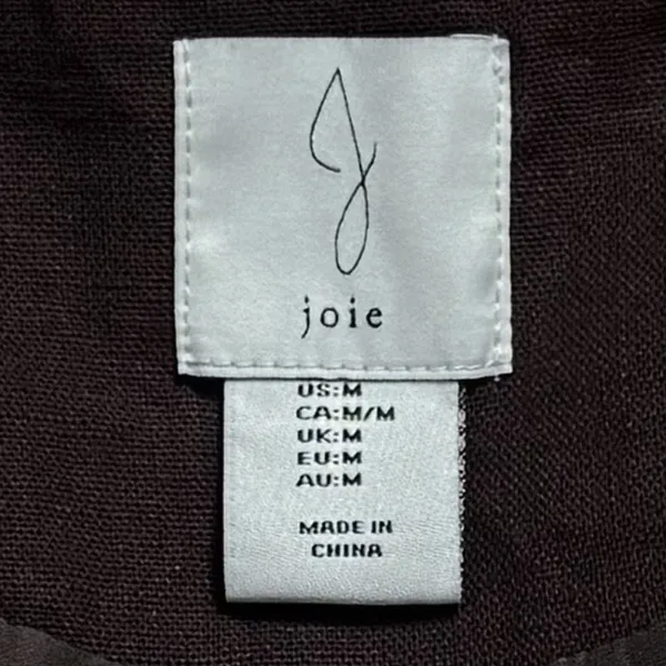 Joie Linen Blend Chocolate Brown‎ Zip-Front Midi Dress Quiet Luxury Old Money M - Image 9