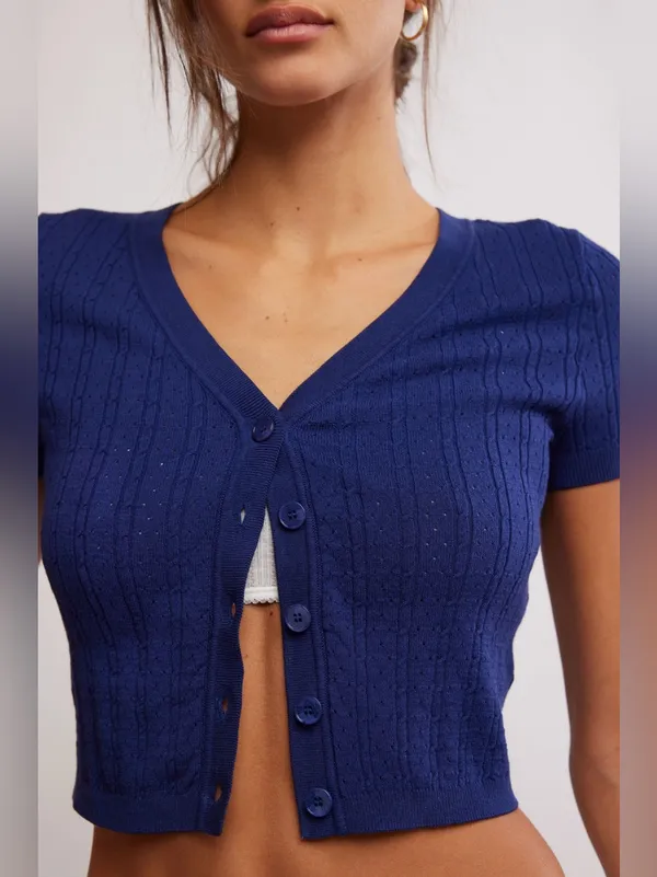 NWT Free People FP Intimately Cassie Cardi - indigo blue navy - Medium - Image 3