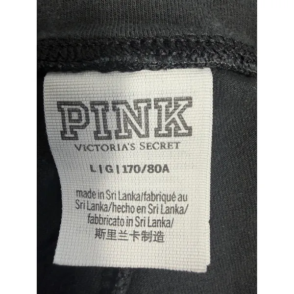 Victoria's Secret PINK Leggings Womens Large Black Pink Stripe High Rise Logo - Image 13