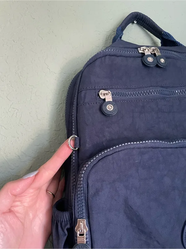 Kipling Tablet City Backpack Blue Elastic Side Pockets - Image 13