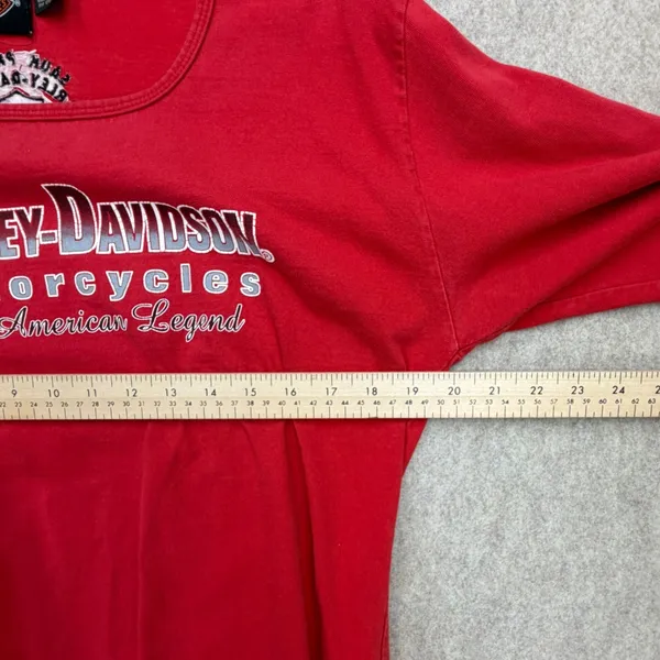 Vintage Harley-Davidson Shirt Women M Red Biker Americana Y2K Grunge Moto Travel - Image 8