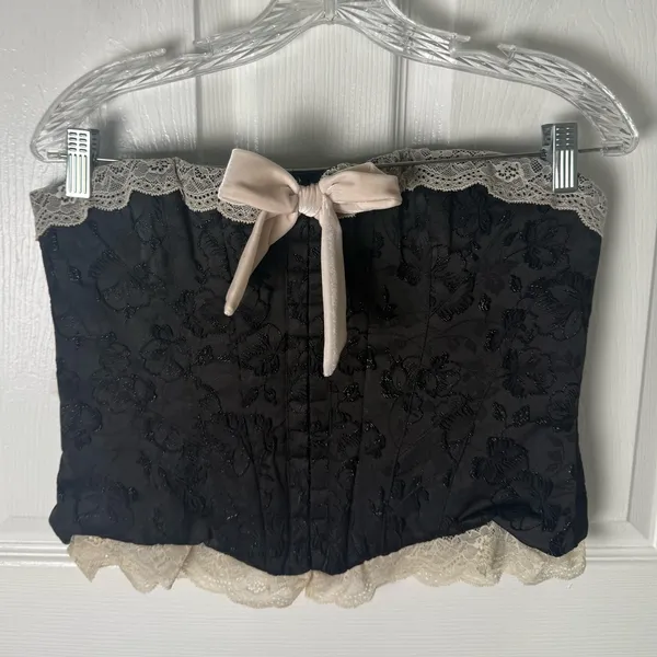 House of CB Perdita Black Metallic Jacquard Corset M - Image 2