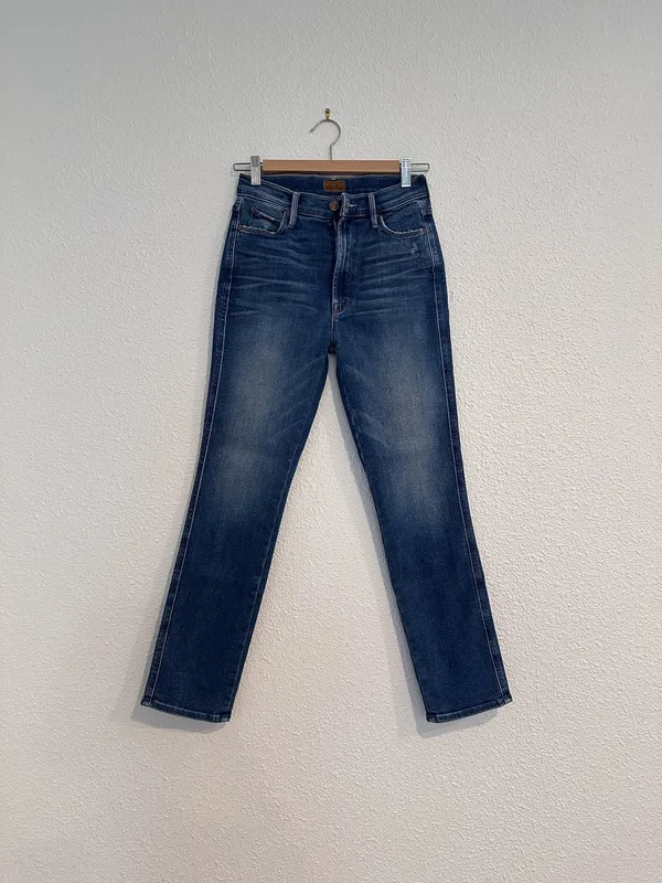 mother denim double dazzler leaps and bounds slim straight leg ankle jean vintage blue wash - Image 3