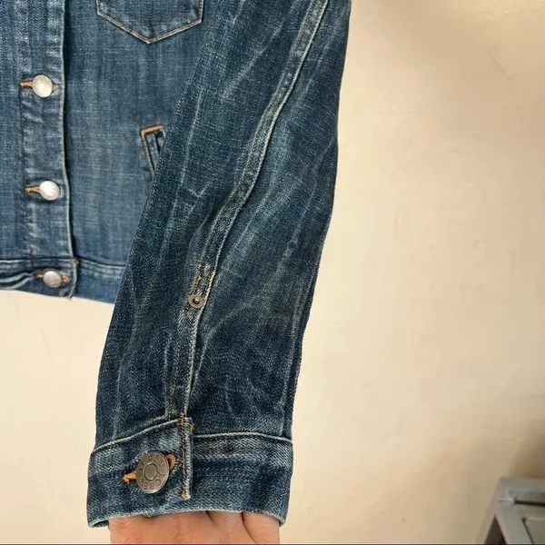 J.Crew Factory Dark Wash‎ Denim Trucker Jacket - Image 6