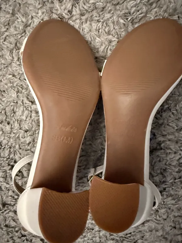 Elegant White Ankle-Strap Block Heels for Women - Image 5