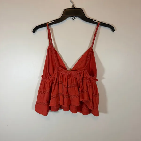 Urban Outfitters Burnt Orange Babydoll V-Neck Cropped Tank Womens M Festival - Image 4