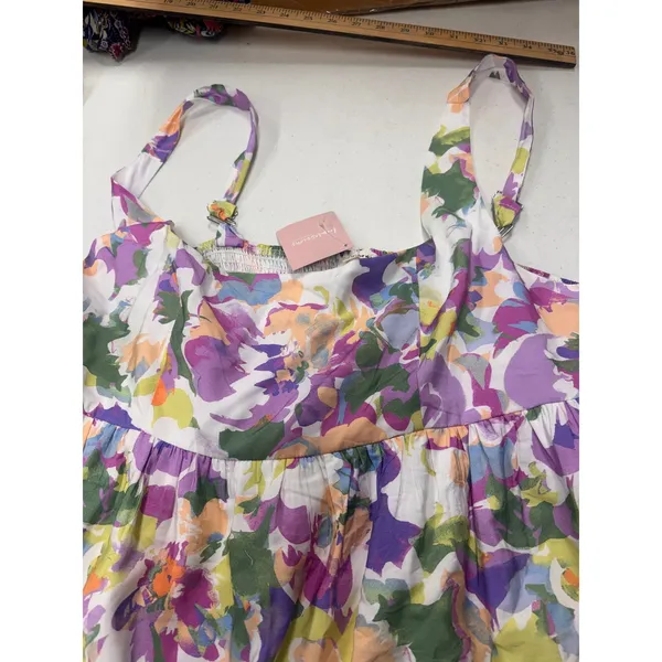 And The Why Floral Smocked Back Mini Dress Romper Skort Purple Orange 1XL NWT - Image 3